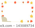 A hand-painted frame featuring autumn leaves, acorns, and a cat. 143089734