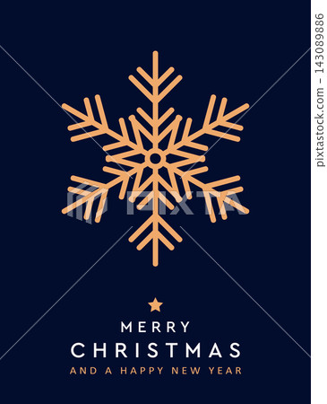 minimalistic christmas greeting card with snowflake vector illustration 143089886