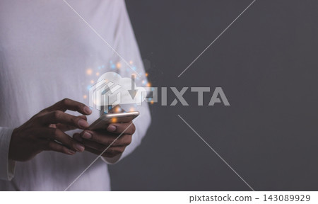 Young Man touch cloud computing diagram and laptop computer notebook in hand, Data storage, Cloud technology, Cloud Computing Storage Young Man touch cloud computing diagram and laptop computer notebook in hand, Data storage, Cloud technology, Cloud Computing Storage 143089929