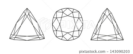 Set of Cushion old money, Trillion diamond cut shapes. Brilliant Trillion, Cushion old money cut icons. Gemstone outline patterns for jewellery design, logo. Set of Cushion old money, Trillion diamond cut shapes. Brilliant Trillion, Cushion old money cut icons. Gemstone outline patterns for jewellery design, logo. 143090203