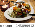 Close Up of a Healthy Vegetarian Mixed Plate at a Restaurant 143090912