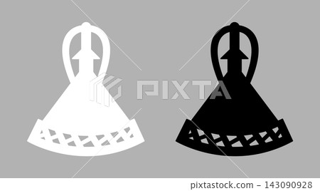 Lesotho symbol white, black flat templates set. Mokorotlo hat silhouette icon layouts. Central element sample of national identity, flag. Basotho people mountain heritage sign simple mockups. Lesotho symbol white, black flat templates set. Mokorotlo hat silhouette icon layouts. Central element sample of national identity, flag. Basotho people mountain heritage sign simple mockups. 143090928
