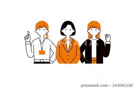 A set of simple upper body vector illustrations of young working women and multiple businesswomen. A set of simple upper body vector illustrations of young working women and multiple businesswomen. 143091180