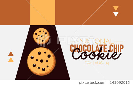 National Chocolate Chip Cookie Day. Vector illustration with Sweet cookies with chocolate chip icon. celebrated in August. Perfect for banners, posters,card,background,Header design, social media. 143092015