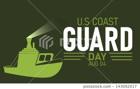 National coast guard day. Vector illustration with usa flag,ship icon. celebrated in August. Perfect for banners, posters,card,background,Header design, social media. 143092017