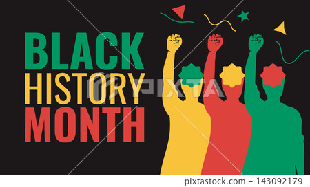Black history month celebration with diverse raised fists and confetti african american heritage month black culture celebration diversity confetti heritage illustration community equality Black history month celebration with diverse raised fists and confetti african american heritage month black culture celebration diversity confetti heritage illustration community equality 143092179