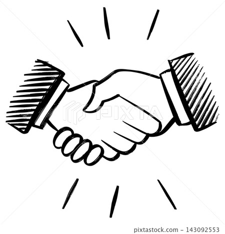 Handshake doodle vector illustration of two business hands shaking isolated on white background. Handshake doodle vector illustration of two business hands shaking isolated on white background. 143092553