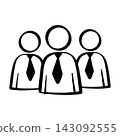 Business team group icon with people wearing shirts and neckties hand drawn doodle vector 143092555