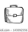 Hand drawn briefcase icon sketch line art business bag illustration 143092556