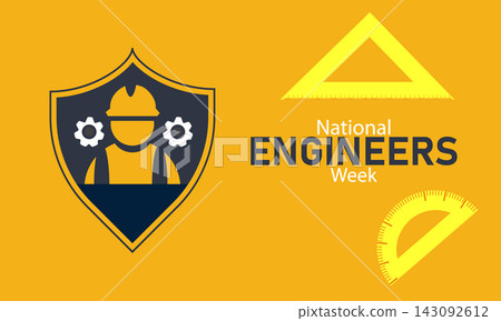 National Engineers Week Poster Banner and Background Design Template Featuring Gear, Tools, and Blueprint Icons Illustration for Engineering Celebration, Innovation, and STEM Education Awareness Theme National Engineers Week Poster Banner and Background Design Template Featuring Gear, Tools, and Blueprint Icons Illustration for Engineering Celebration, Innovation, and STEM Education Awareness Theme 143092612