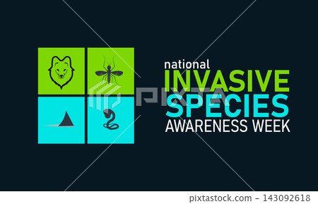 National Invasive Species Awareness Week Poster Banner and Background Design Template Featuring Plant, Animal, and Environmental Icons Illustration for Ecosystem Protection, Conservation, and February National Invasive Species Awareness Week Poster Banner and Background Design Template Featuring Plant, Animal, and Environmental Icons Illustration for Ecosystem Protection, Conservation, and February 143092618