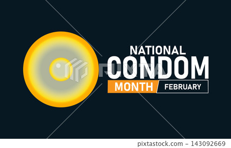 National Condom Month Poster Banner and Background Design Template Featuring Condom Icon, Protection Symbols, and Safe Sex Illustration for Sexual Health Education, Awareness, and February Wellness National Condom Month Poster Banner and Background Design Template Featuring Condom Icon, Protection Symbols, and Safe Sex Illustration for Sexual Health Education, Awareness, and February Wellness 143092669