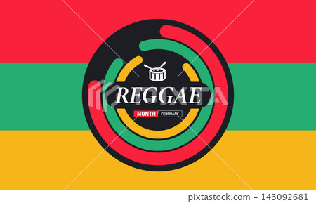 Reggae Month Poster Banner and Background Design Template Featuring Musical Notes, Guitar, and Caribbean Theme Illustration for Music Celebration, Cultural Festival, and February Entertainment Theme Reggae Month Poster Banner and Background Design Template Featuring Musical Notes, Guitar, and Caribbean Theme Illustration for Music Celebration, Cultural Festival, and February Entertainment Theme 143092681