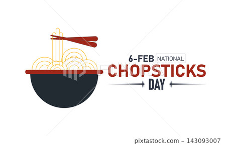 National Chopsticks Day Poster Banner and Background Design Template Featuring Bamboo Chopsticks Noodles Sushi Rice Bowl Asian Cuisine Illustration for February 6 Dining Tradition Theme 143093007