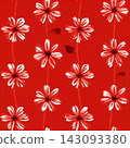 Seamless pattern of red flowers on a red background for Easter 143093380