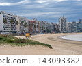 Montevideo Playa de los Pocitos Beach Sand Ocean Waterfront Buildings 143093382