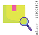 Illustration of a delivery box or parcel package combined with a magnifying glass icon, perfectly representing concepts like order tracking, shipment tracking, parcel search, logistics inspection, and 143093393