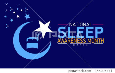 Sleep Awareness Month Vector Bed Moon Zzz Insomnia Rest Health Tips March Banner Design Awareness Stock Graphic Template Illustration 143093451