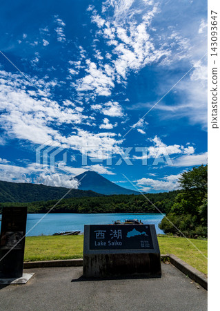 初秋時節的西湖和富士山。 初秋時節的西湖和富士山。 143093647