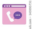 Illustration of a web browser window interface combined with a telephone receiver and a speech bubble icon, perfectly representing online customer service, web support hotline, digital communication,  143093731