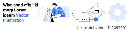 Workflow automation, teamwork, innovation, process management, digital integration, creative design. Person constructing a design. Workflow automation and teamwork Workflow automation, teamwork, innovation, process management, digital integration, creative design. Person constructing a design. Workflow automation and teamwork 143093801