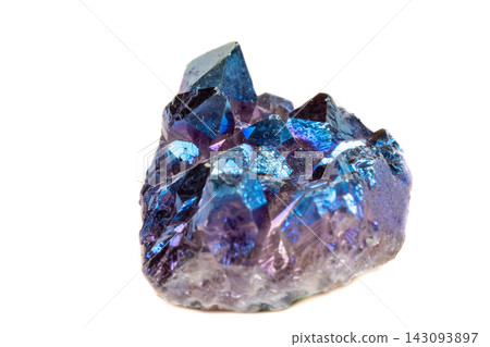 Macro mineral stone Titanium Quartz, Flame Aura Quartz on a white background Macro mineral stone Titanium Quartz, Flame Aura Quartz on a white background 143093897