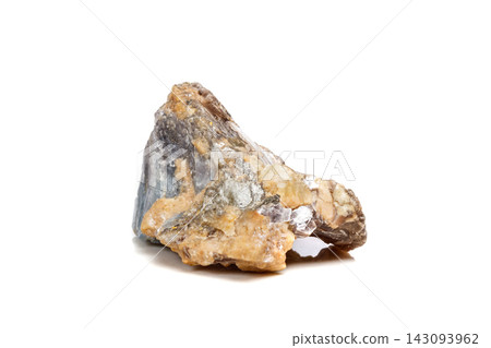 Macro mineral stone Corundum in rock a white background Macro mineral stone Corundum in rock a white background 143093962