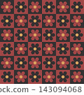 Halloween checkered floral pattern with red and dark flowers 143094068