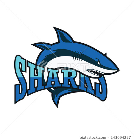blue sharks logo with text space for your slogan blue sharks logo with text space for your slogan 143094257