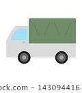 Illustration of a truck with a green canvas cover. 143094416