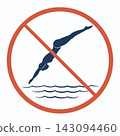 No Diving Safety Sign Symbol, Diver in a jump 143094460