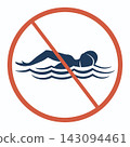 No Swimming Prohibition Sign with Red Circle and Diagonal Line 143094461