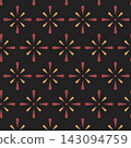 Halloween geometric star pattern with red and yellow motifs on dark background 143094759
