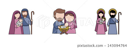 Holy Family, Mary, Joseph and the baby Jesus, vector illustration Holy Family, Mary, Joseph and the baby Jesus, vector illustration 143094764