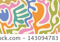 Retro 70s groovy abstract background with organic fluid shapes 143094783