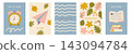 Autumn back to school poster set in naive hand drawn style 143094784