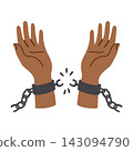 Hands breaking chains vector illustration. Symbol of freedom and liberation 143094790