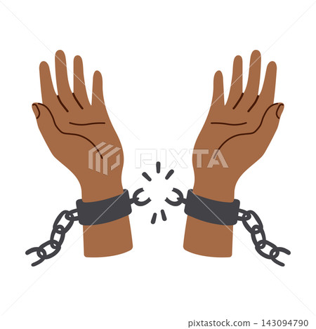 Hands breaking chains vector illustration. Symbol of freedom and liberation Hands breaking chains vector illustration. Symbol of freedom and liberation 143094790