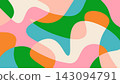 Fun abstract colorful fluid background with overlapping organic shapes in doodle style. Simple playful vector design 143094791
