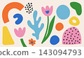 Colorful abstract floral background with organic shapes. Matisse cutout style 143094793