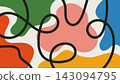 Colorful happy doodle background with liquid blobs, curves lines and organic shapes on beige backdrop. Minimalist design with basic hand drawn shapes 143094795