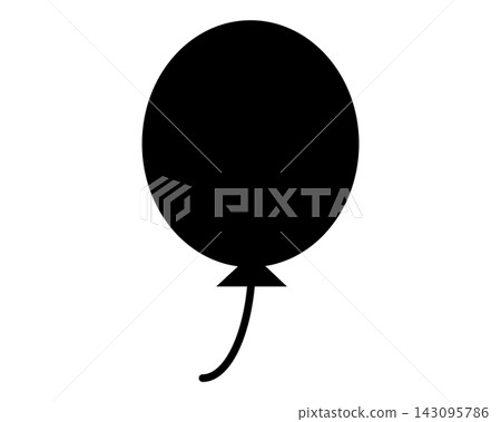 Black silhouette illustration of a balloon Black silhouette illustration of a balloon 143095786