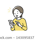 Illustration of a young woman operating a smartphone 143095837