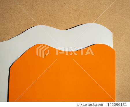 Conceptual art of paper crafts design, mountains, hills, waves. Homemade clipping of colored paper, template, place for text Conceptual art of paper crafts design, mountains, hills, waves. Homemade clipping of colored paper, template, place for text 143096181