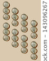 clusters of food cans on a beige background 143096267