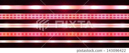 Realistic set of red LED strip lights Realistic set of red LED strip lights 143096422