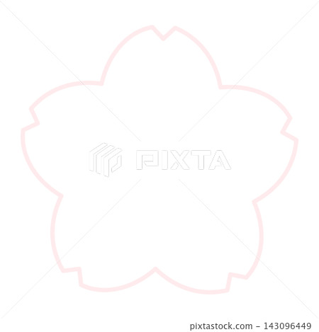 Simple frame border with pink flowers, outline, cherry blossom design. 143096449