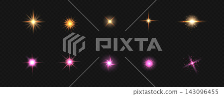 Purple star flare effect, light flash with beams Purple star flare effect, light flash with beams 143096455