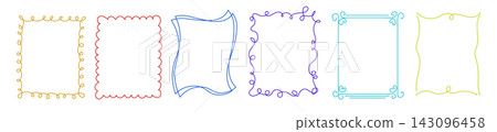 Thin crayon frames set with wavy borders Thin crayon frames set with wavy borders 143096458