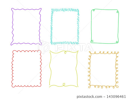 Hand drawn rectangular frames, wavy line borders Hand drawn rectangular frames, wavy line borders 143096461